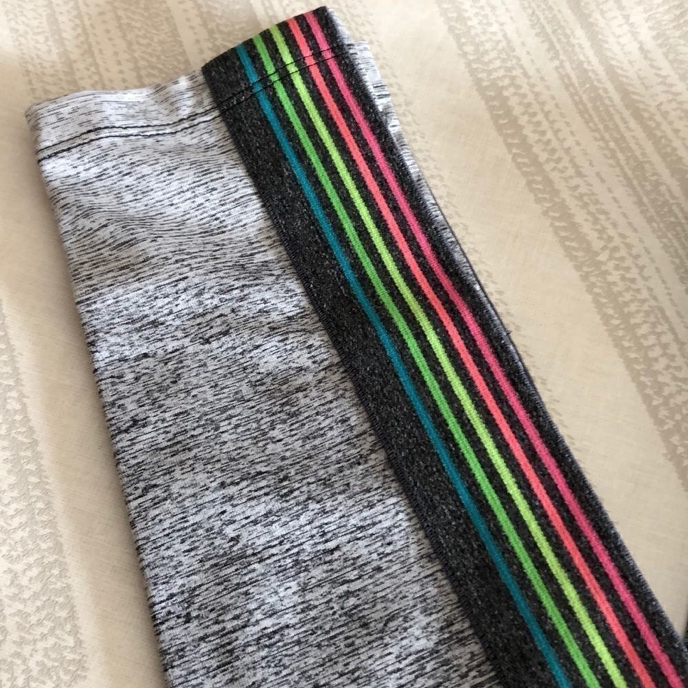 Nylora Grey Ombr Leggings Neon Rainbow Side Stripes Size Xs — image 2 of 8
